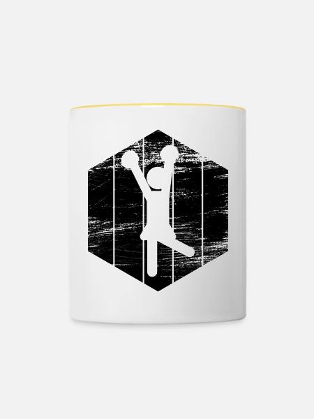 Cheerleader Strichfiguren - Tasse zweifarbig - Weiß/Gelb