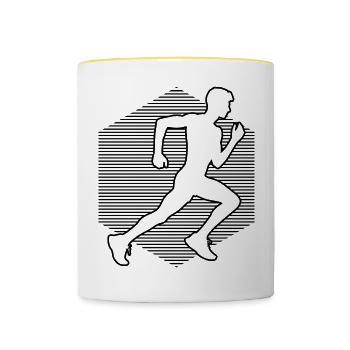 Jogging Jogging Fitness Hommes Course à pied - Mug contrasté - blanc/jaune - Devant