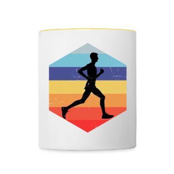 Race Fitness Running Jogging Hommes Running - Mug contrasté - blanc/jaune - Devant