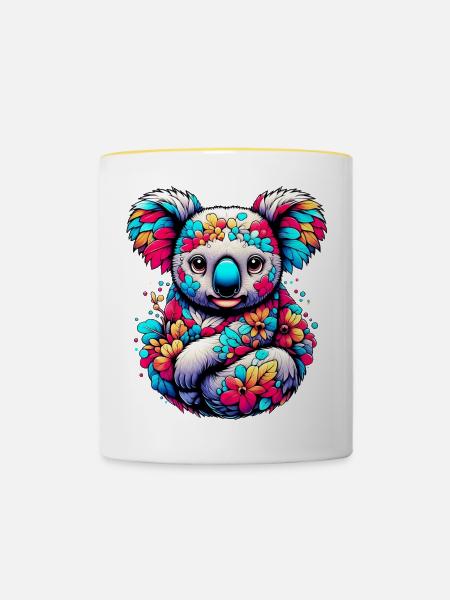 Koala - Tasse zweifarbig - Weiß/Gelb