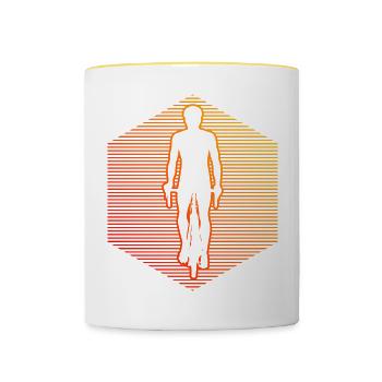 Cyclisme Hommes Femmes Vélo Vélo Cycliste - Mug contrasté - blanc/jaune - Devant