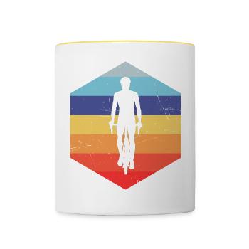 Cyclisme Vélo Cyclisme VTT Vélo Homme - Mug contrasté - blanc/jaune - Devant