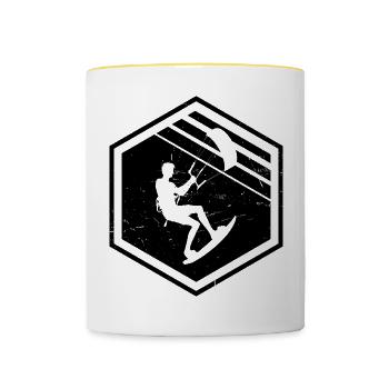 Kitesurfen Kitesurfer Kite Kiten Kitesurfing - Contrasting Mug - white/yellow - Front