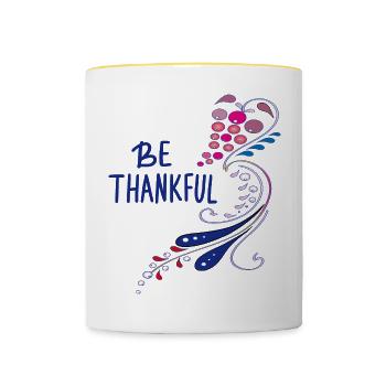 be thankful - Tasse zweifarbig - Weiß/Gelb - Vorne