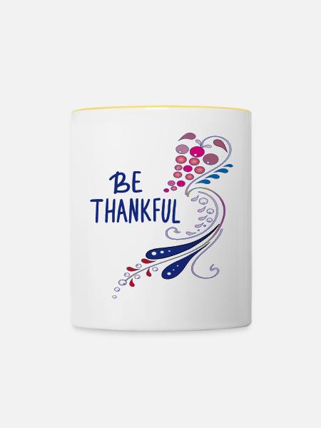 be thankful - Tasse zweifarbig - Weiß/Gelb