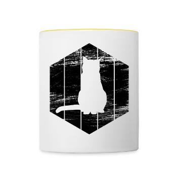 Cat Drawing - Contrasting Mug - white/yellow - Front