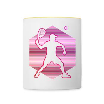 Pickleball Femme Pickleball Raquette Homme - Mug contrasté - blanc/jaune - Devant