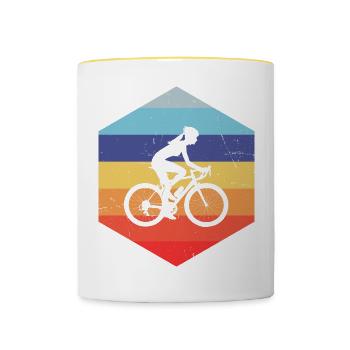 VTT Vélo Cyclisme Cyclisme - Mug contrasté - blanc/jaune - Devant