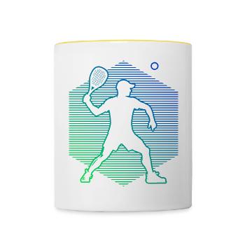 Pickleball Hommes Pickleball Racquetball Jeux - Mug contrasté - blanc/jaune - Devant