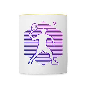 Pickleball Pickleball Jouer au racquetball pour femmes - Mug contrasté - blanc/jaune - Devant