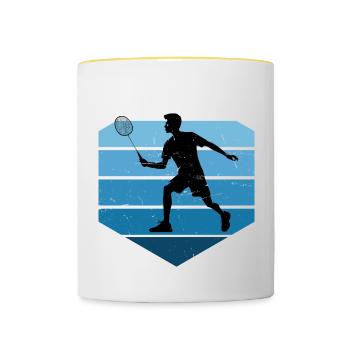 Herren Squash Badmintonspieler Damen Badminton - Tasse zweifarbig - Weiß/Gelb - Vorne
