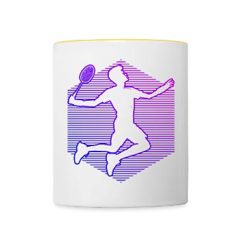 Joueuses de badminton femmes squash badminton badminton - Mug contrasté - blanc/jaune - Devant