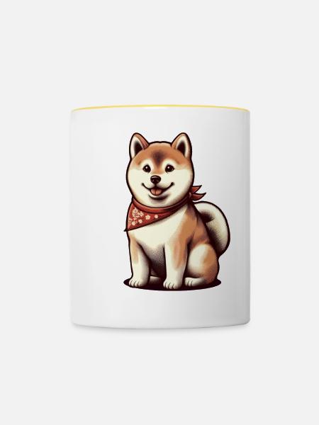 Shiba inu - Tasse zweifarbig - Weiß/Gelb