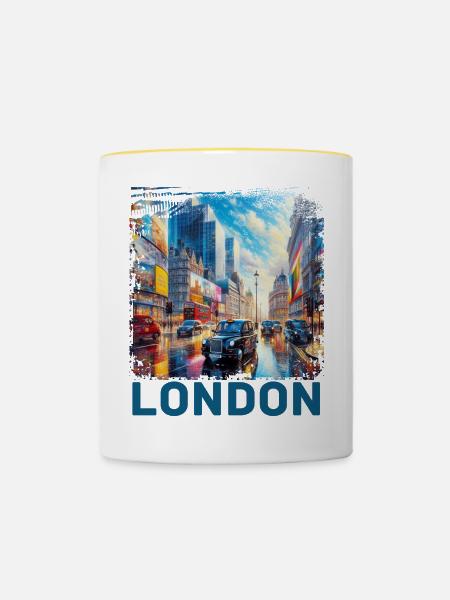 London - Tasse zweifarbig - Weiß/Gelb