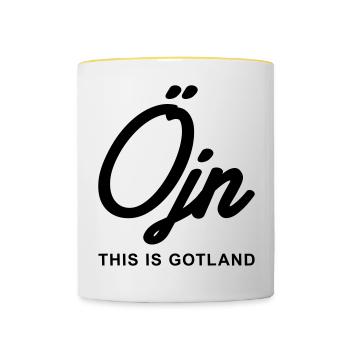 Das ist Gotland - Öjn - Tasse zweifarbig - Weiß/Gelb - Vorne
