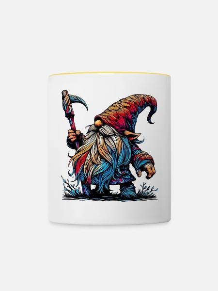 Gnom - Tasse zweifarbig - Weiß/Gelb