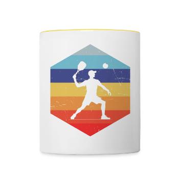 Men's Racquetball Pickleball Games - Contrasting Mug - white/yellow - Front