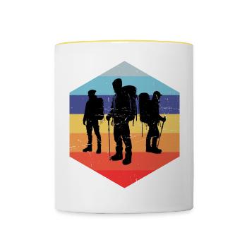 Kletterer Bouldering Damen Herren Climber - Tasse zweifarbig - Weiß/Gelb - Vorne