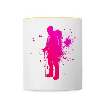 Kletterer Klettern Herren Climber Bouldern - Tasse zweifarbig - Weiß/Gelb - Vorne