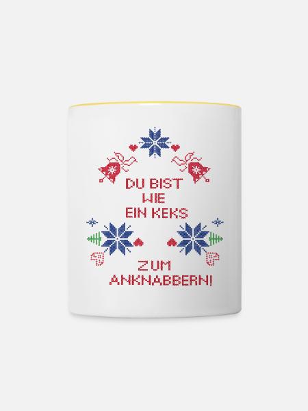 Advent, Pfefferkuchen - Tasse zweifarbig - Weiß/Gelb