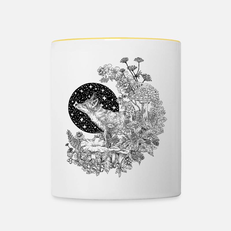 FOX & NIGHT SKY - Contrasting Mug - white/yellow