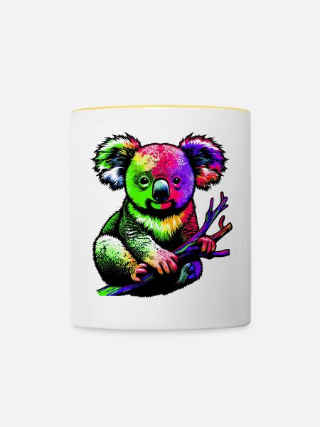 Koala - Tasse zweifarbig - Weiß/Gelb