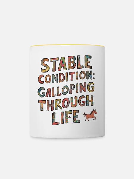 Stable condition: Galloping through life - Tasse zweifarbig - Weiß/Gelb