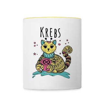 Zodiac sign Cats - Constellation Cancer - Contrasting Mug - white/yellow - Front