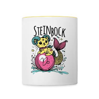 Zodiac sign Capricorn Cats - Constellation - Contrasting Mug - white/yellow - Front