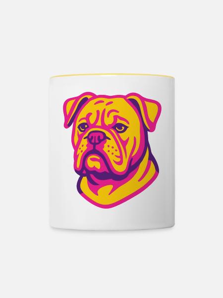 Boxer Hund Portrait - Tasse zweifarbig - Weiß/Gelb