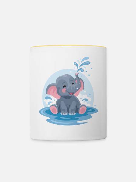 Kleiner Elefant - Tasse zweifarbig - Weiß/Gelb