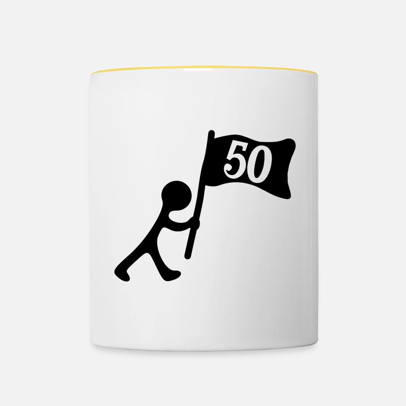 Anniversaire 50 ans - Mug contrasté - blanc/jaune