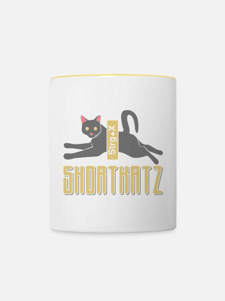 Shortkatz - Tasse zweifarbig - Weiß/Gelb