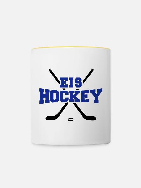 Eis Hockey 2C - Farbwechsel - Tasse zweifarbig - Weiß/Gelb