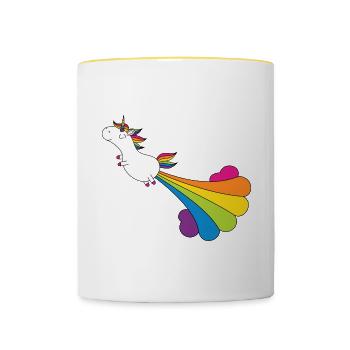 Pupsendes Einhorn - Tasse zweifarbig - Weiß/Gelb - Vorne