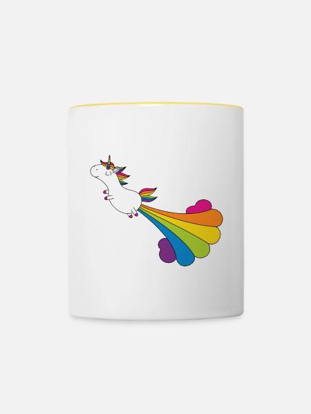 Pupsendes Einhorn - Tasse zweifarbig - Weiß/Gelb