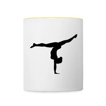 Turnerin, Gymnastin, Turnen - Tasse zweifarbig - Weiß/Gelb - Vorne
