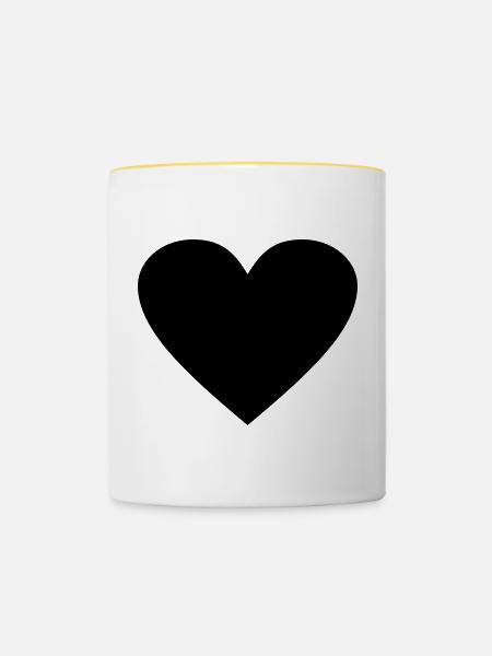 Schwarzes Herz Awesomeelement - Tasse zweifarbig - Weiß/Gelb