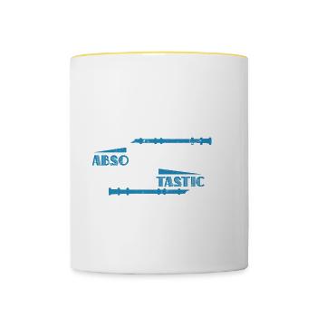 Blockflöte Flöte Querflöte Lustig Geschenk - Tasse zweifarbig - Weiß/Gelb - Vorne