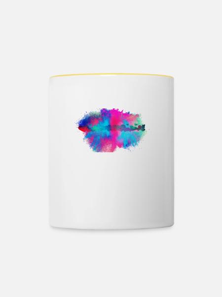 Herz farbenfroh - Tasse zweifarbig - Weiß/Gelb