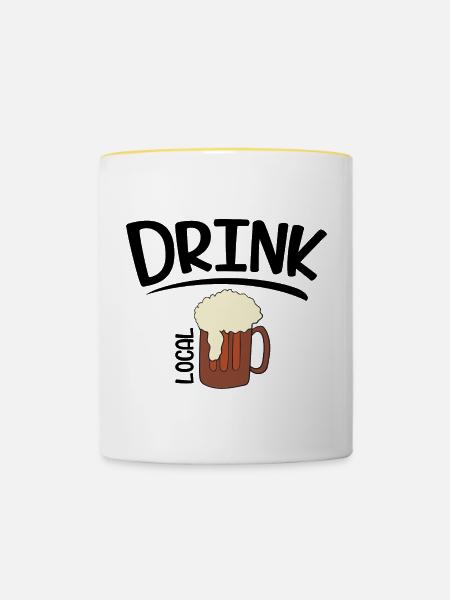 Bier - Tasse zweifarbig - Weiß/Gelb
