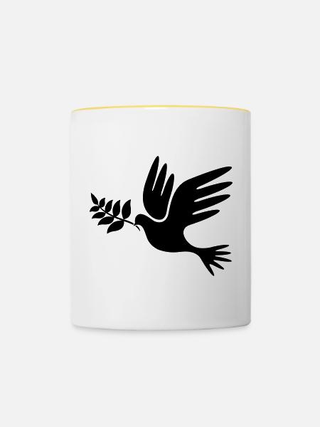 peace Frieden - Tasse zweifarbig - Weiß/Gelb
