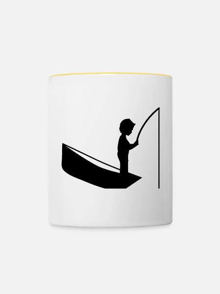 Eine Junge mit einer Angel - Tasse zweifarbig - Weiß/Gelb