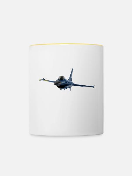 Jet F-16 Fighting Falcon - Tasse zweifarbig - Weiß/Gelb
