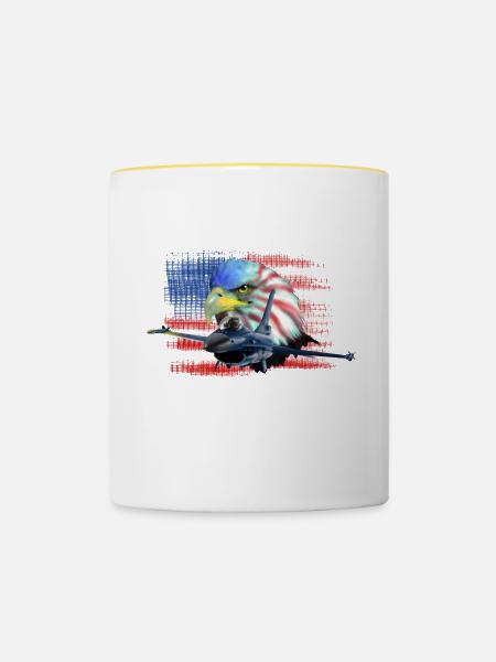 Jet F-16 Fighting Falcon - Tasse zweifarbig - Weiß/Gelb