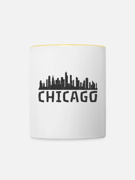 Chicago - Skyline - Tasse zweifarbig - Weiß/Gelb