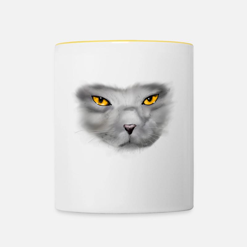 chat - Mug contrasté - blanc/jaune