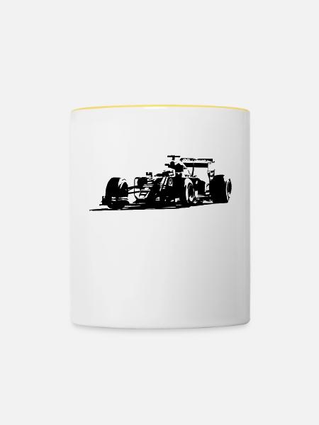 Formula One - Racecar - Tasse zweifarbig - Weiß/Gelb