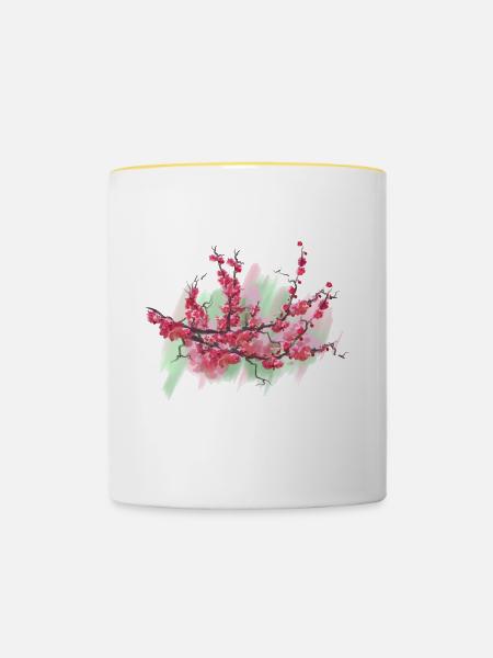 sakura - Tasse zweifarbig - Weiß/Gelb