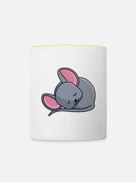 Schlafendes Mäuschen - Tasse zweifarbig - Weiß/Gelb